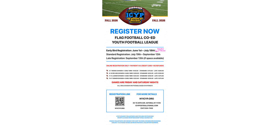 ICYP FLAG FOOTBALL 2026 FALL SEASON 